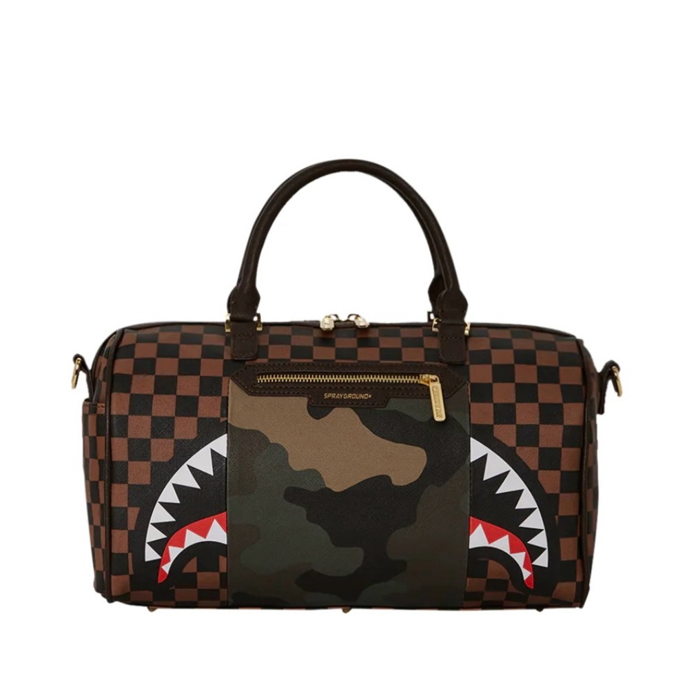 Sprayground Checkered Camo Duffel Bag
